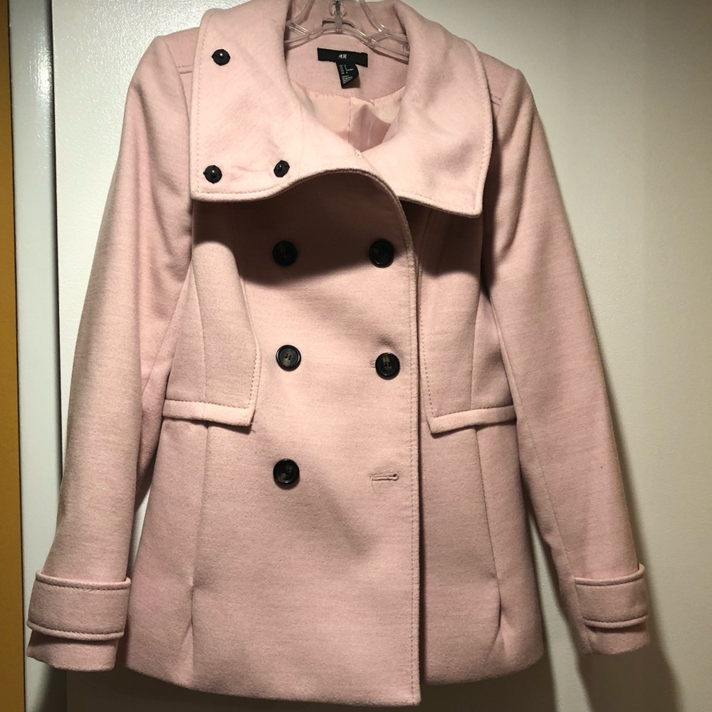 H&M Blush Pink Double-Breasted Tulip Coat